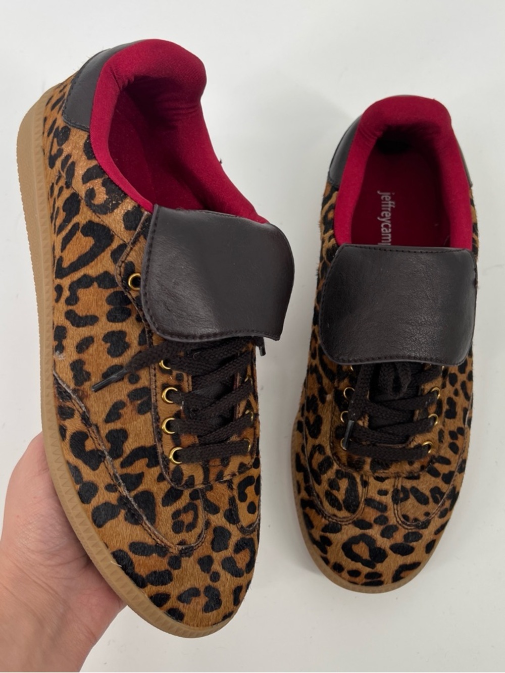 Jeffrey Campbell Leopard Ponyhair Print Lace Up Fold Over Streetwear Sneakers 9